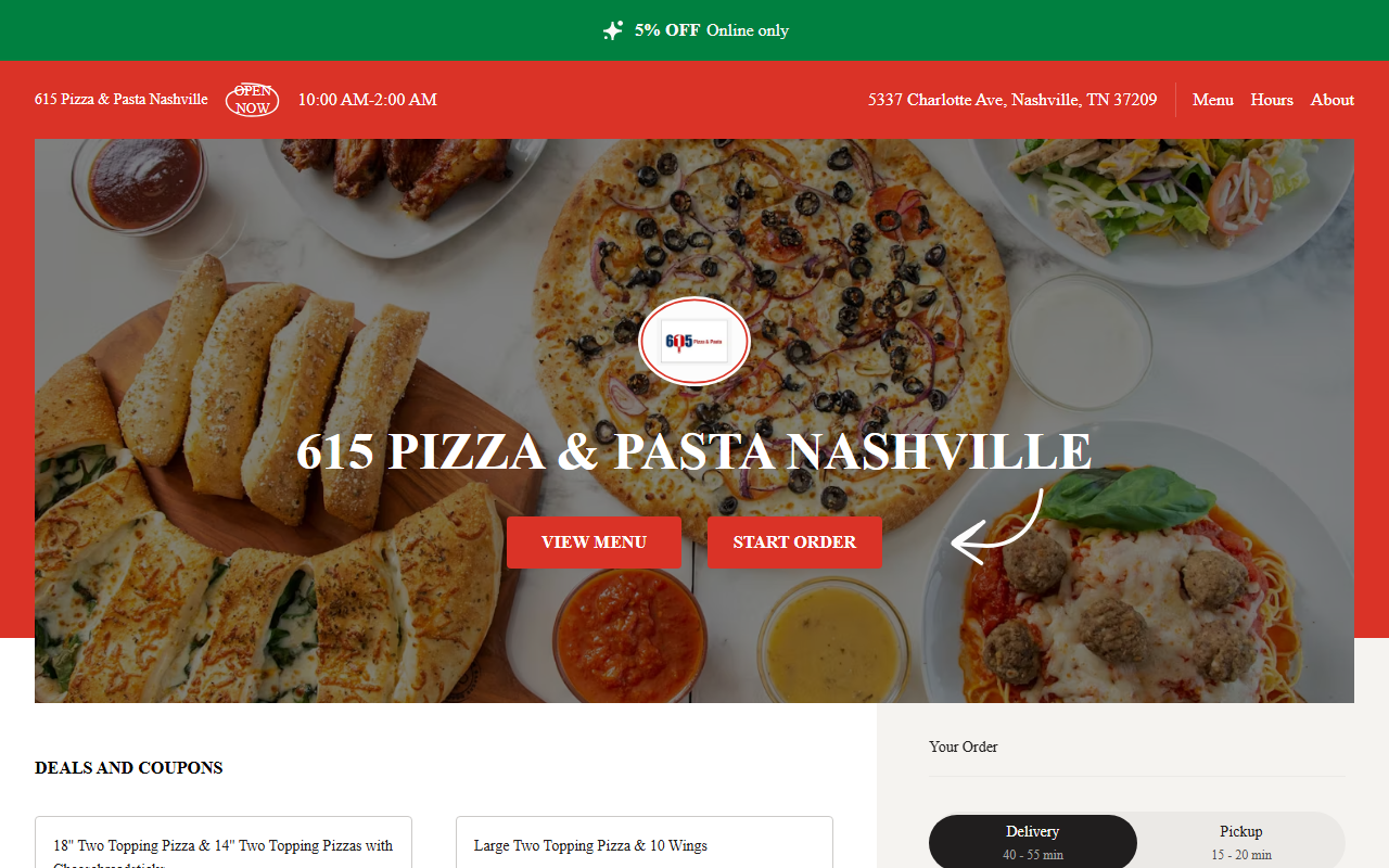 615pizzaandpasta.com screenshot