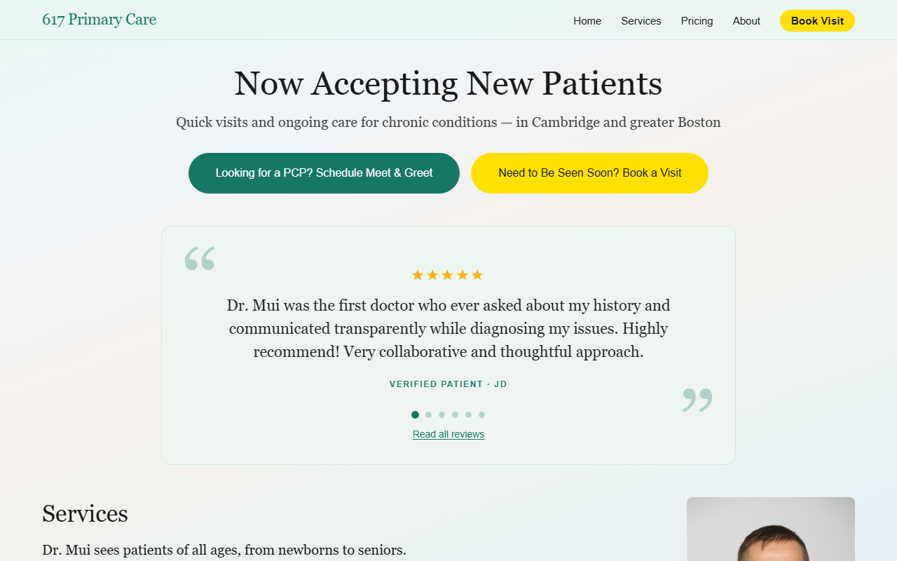 617primarycare.com screenshot