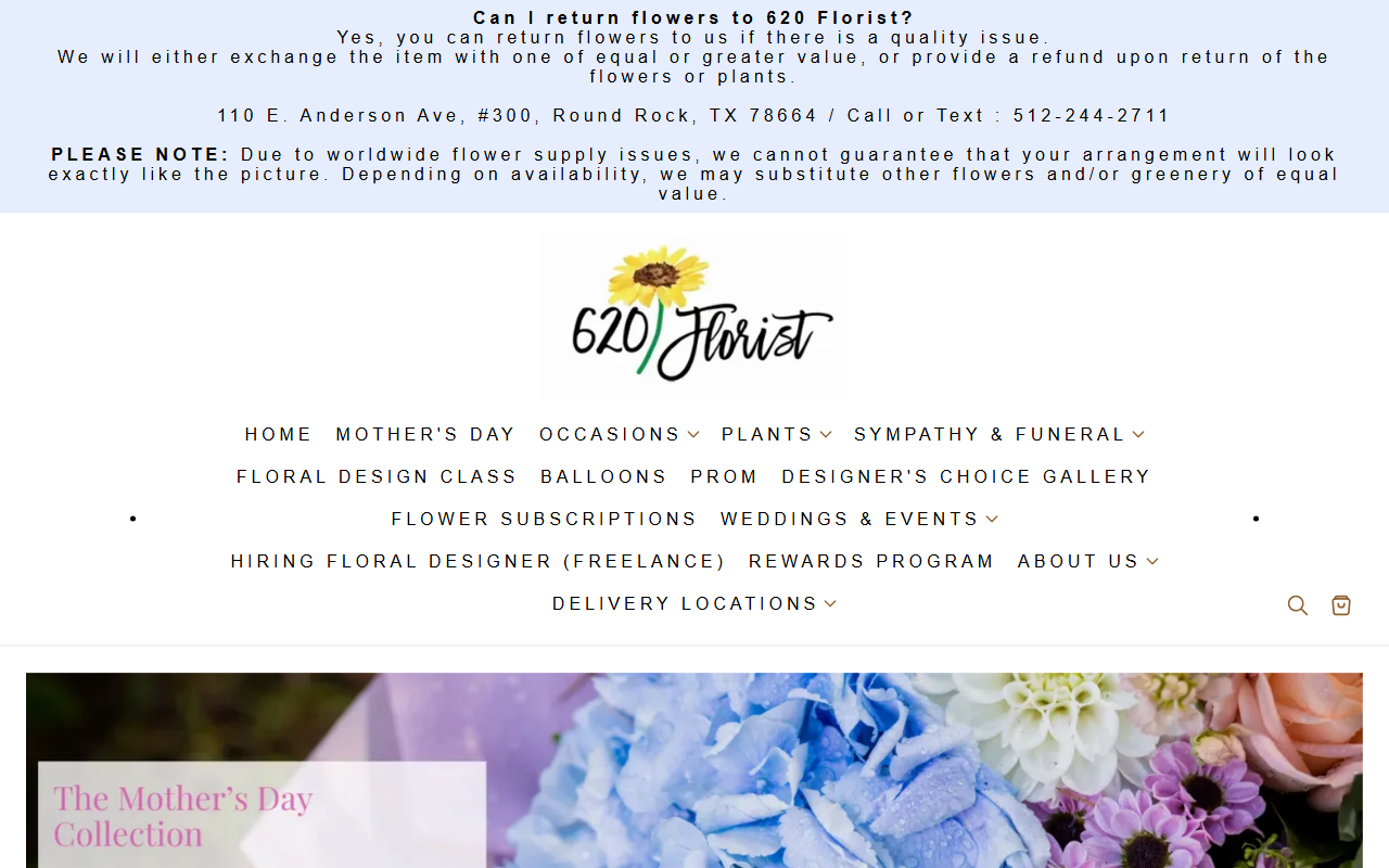 620floristtx.com screenshot
