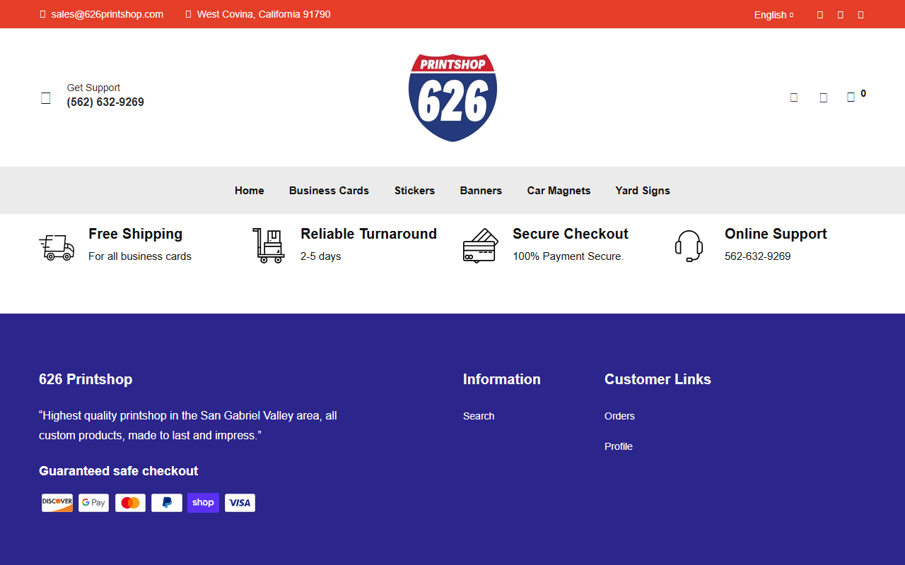 626printshop.com screenshot