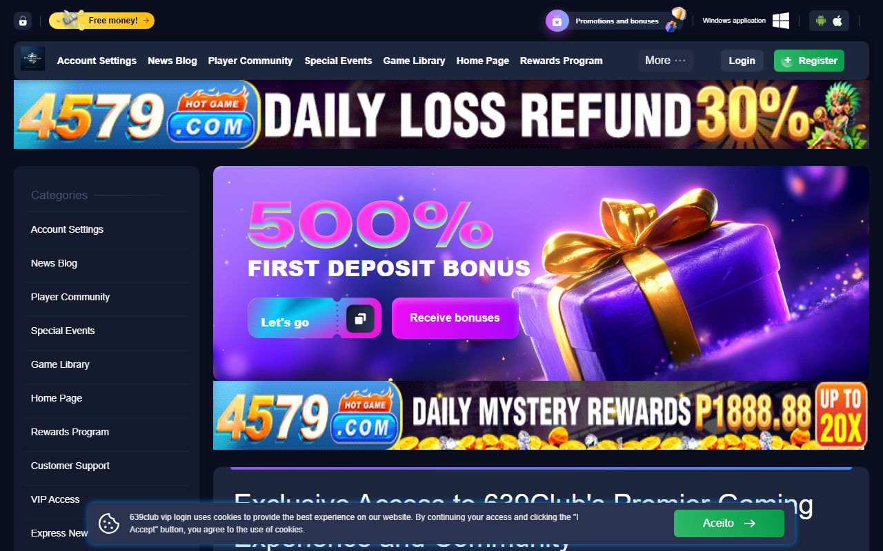 639clubviplogin.com screenshot