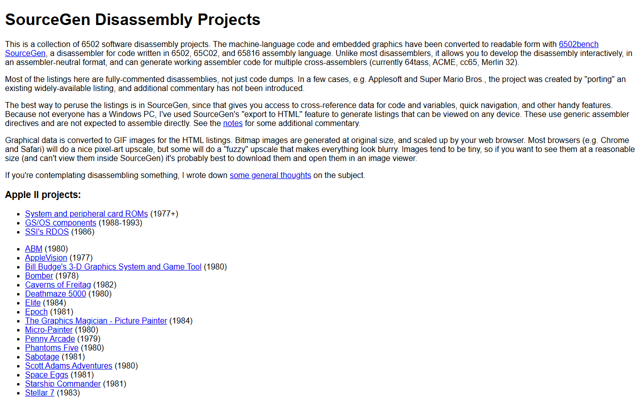 6502disassembly.com screenshot