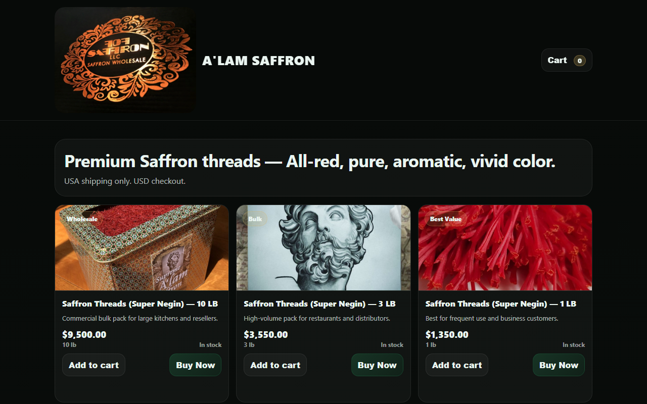 707saffron.com screenshot