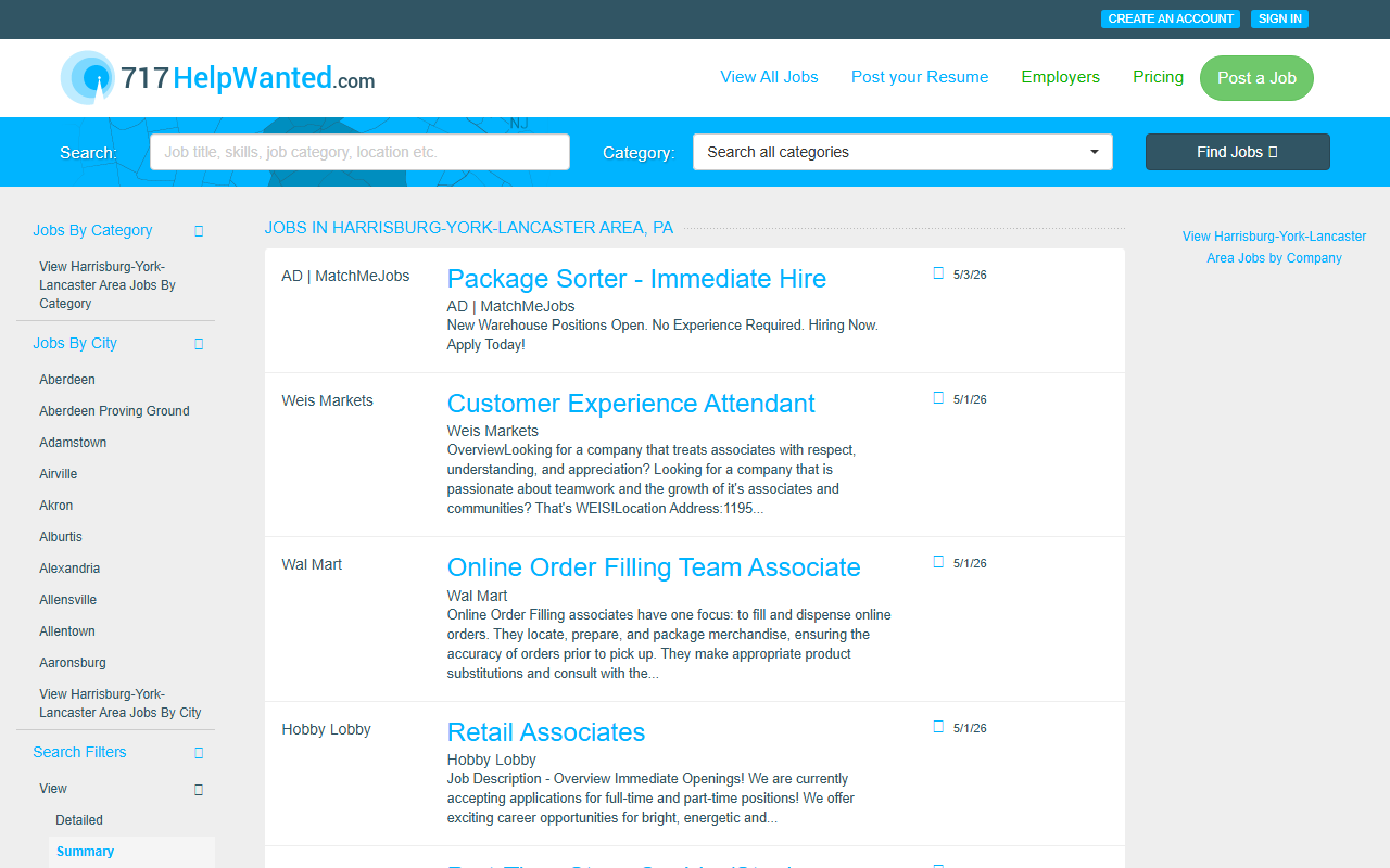 717helpwanted.com screenshot