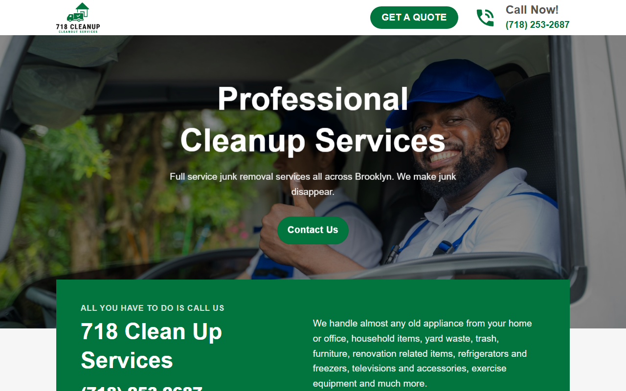 718cleanup.com screenshot