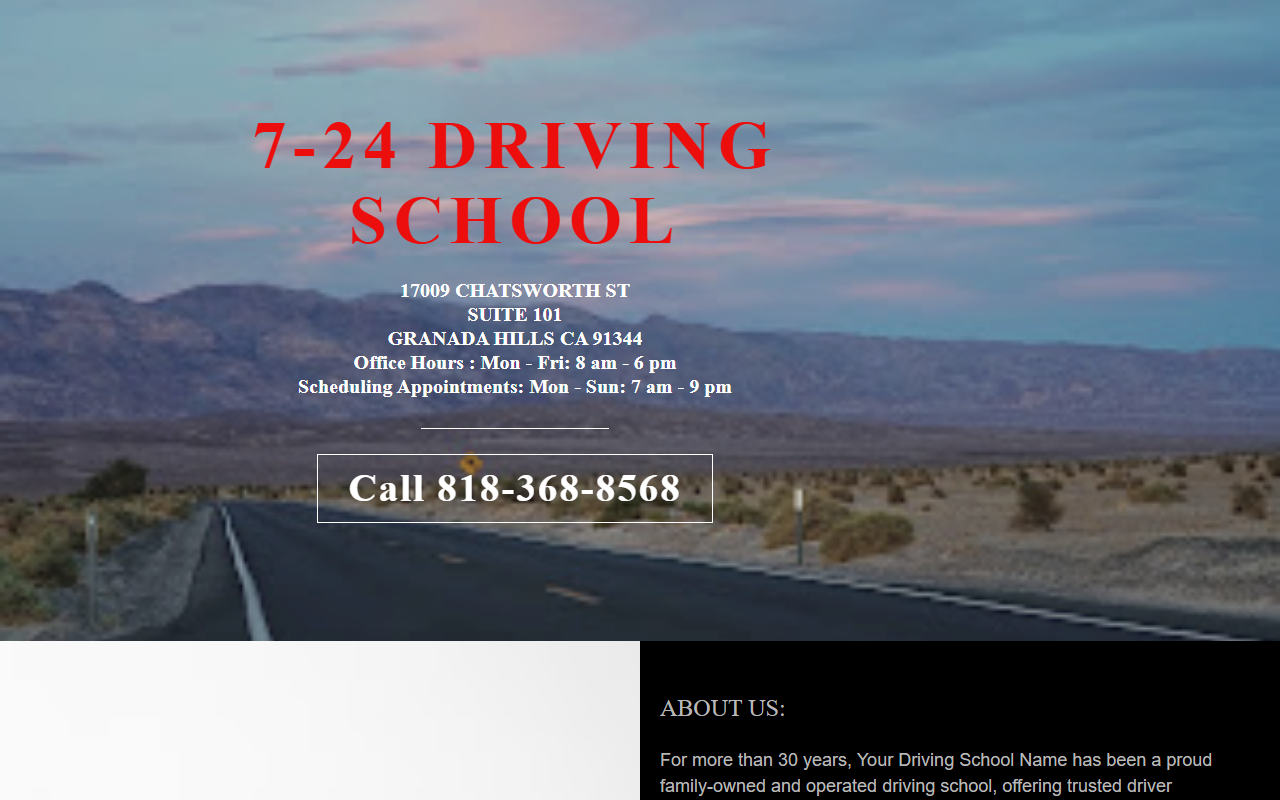 724drivingschool.com screenshot