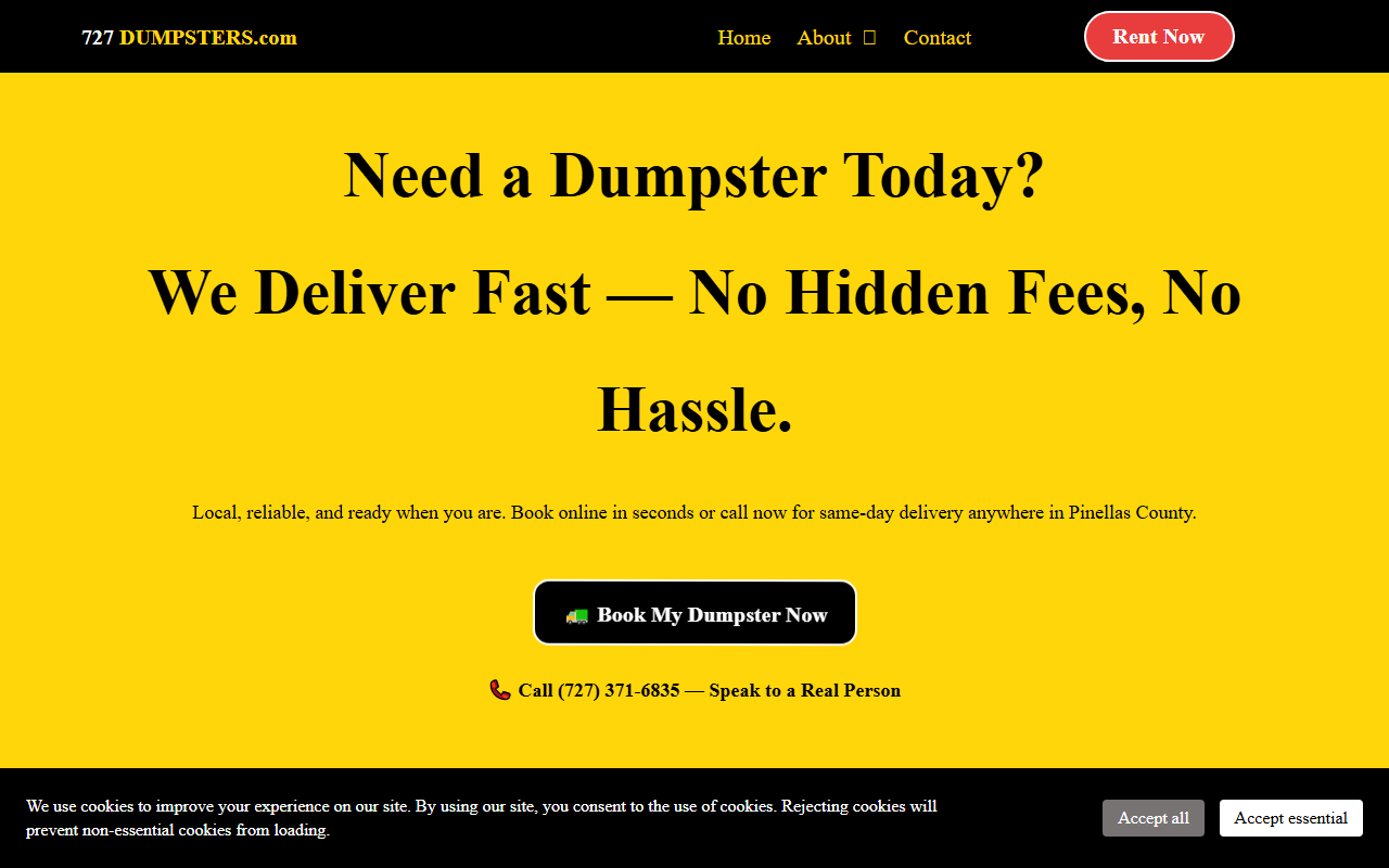 727dumpsters.com screenshot