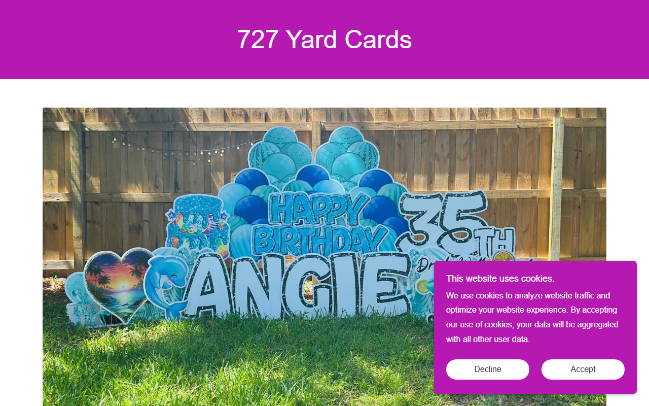 727yardcards.com screenshot