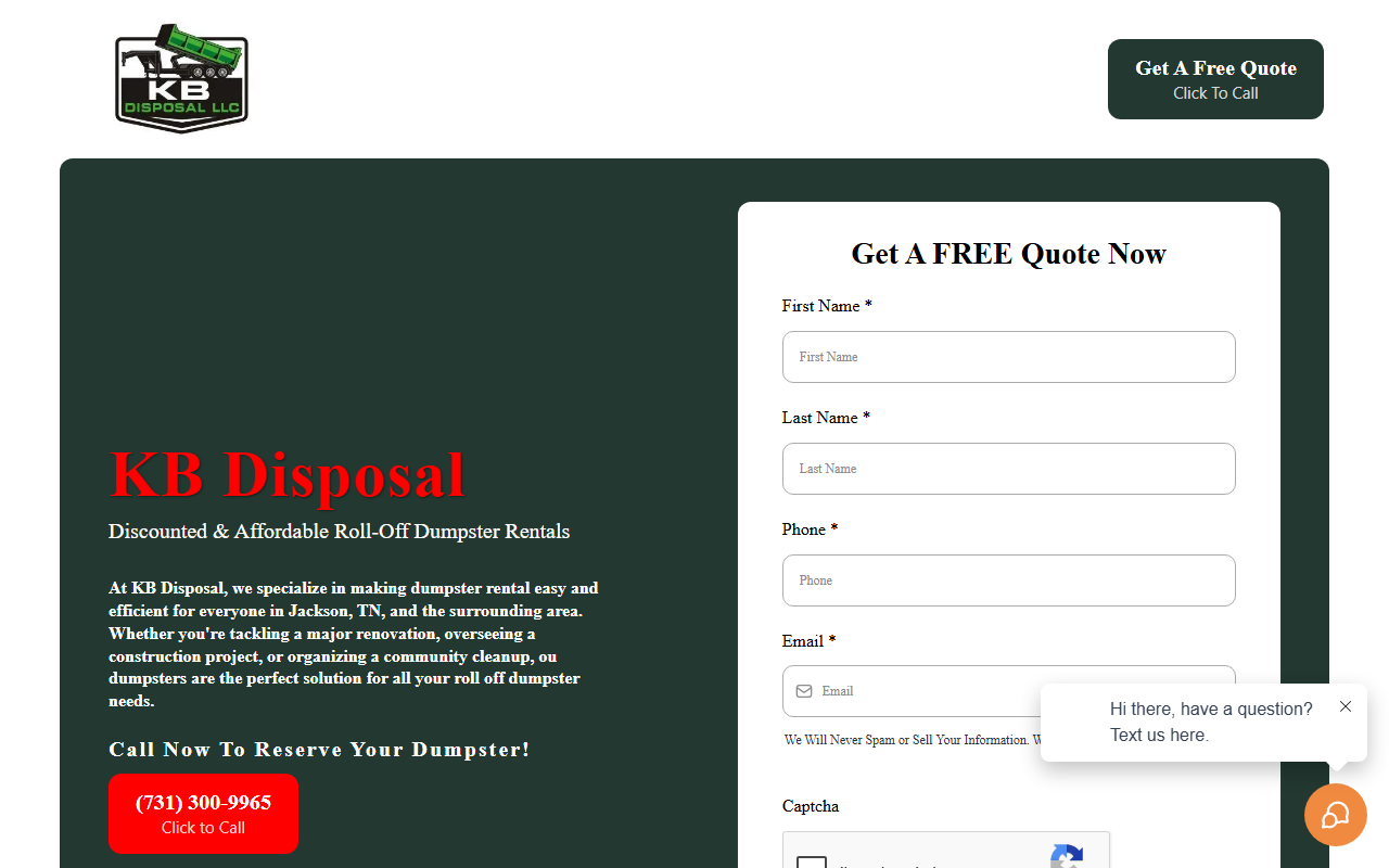 731disposal.com screenshot