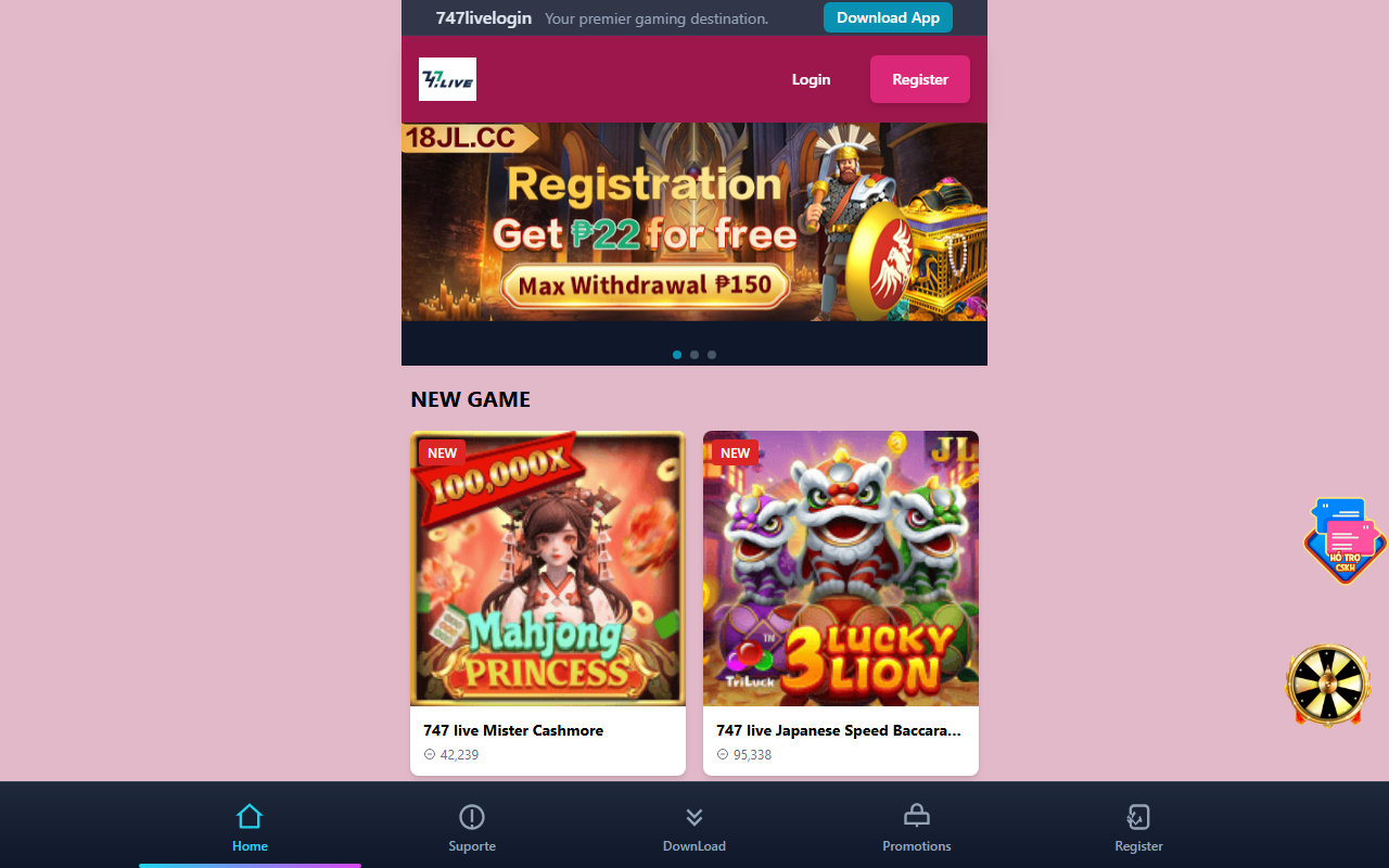 747livelogin.com screenshot