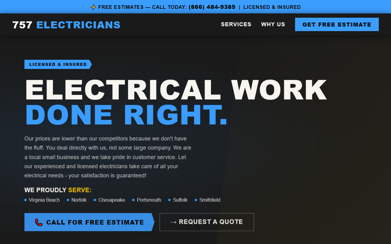 757electricians.com screenshot