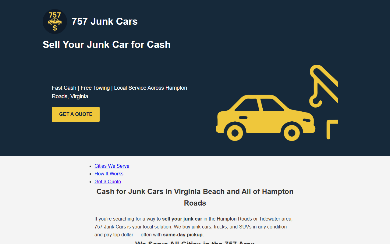 757junkcars.com screenshot