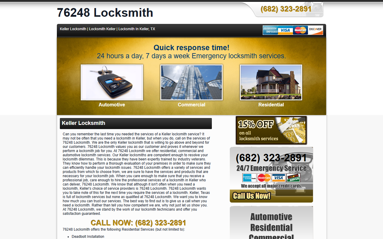 76248locksmith.com screenshot