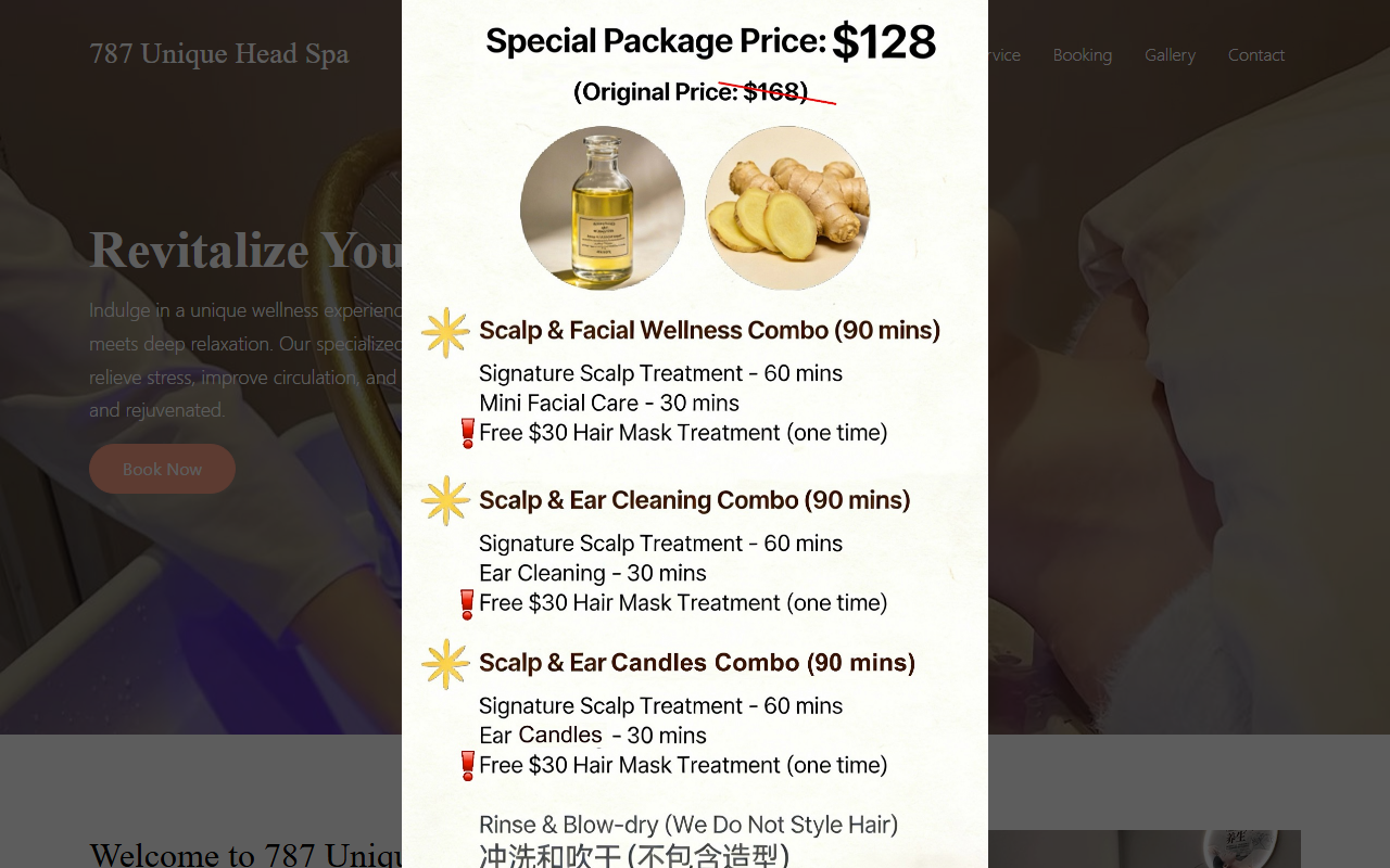 787uniqueheadspa.com screenshot