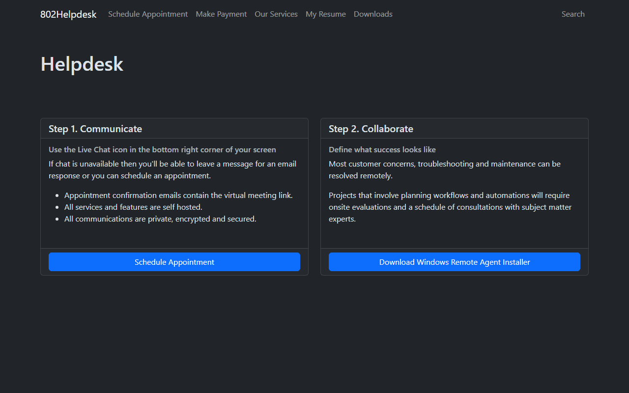 802helpdesk.com screenshot