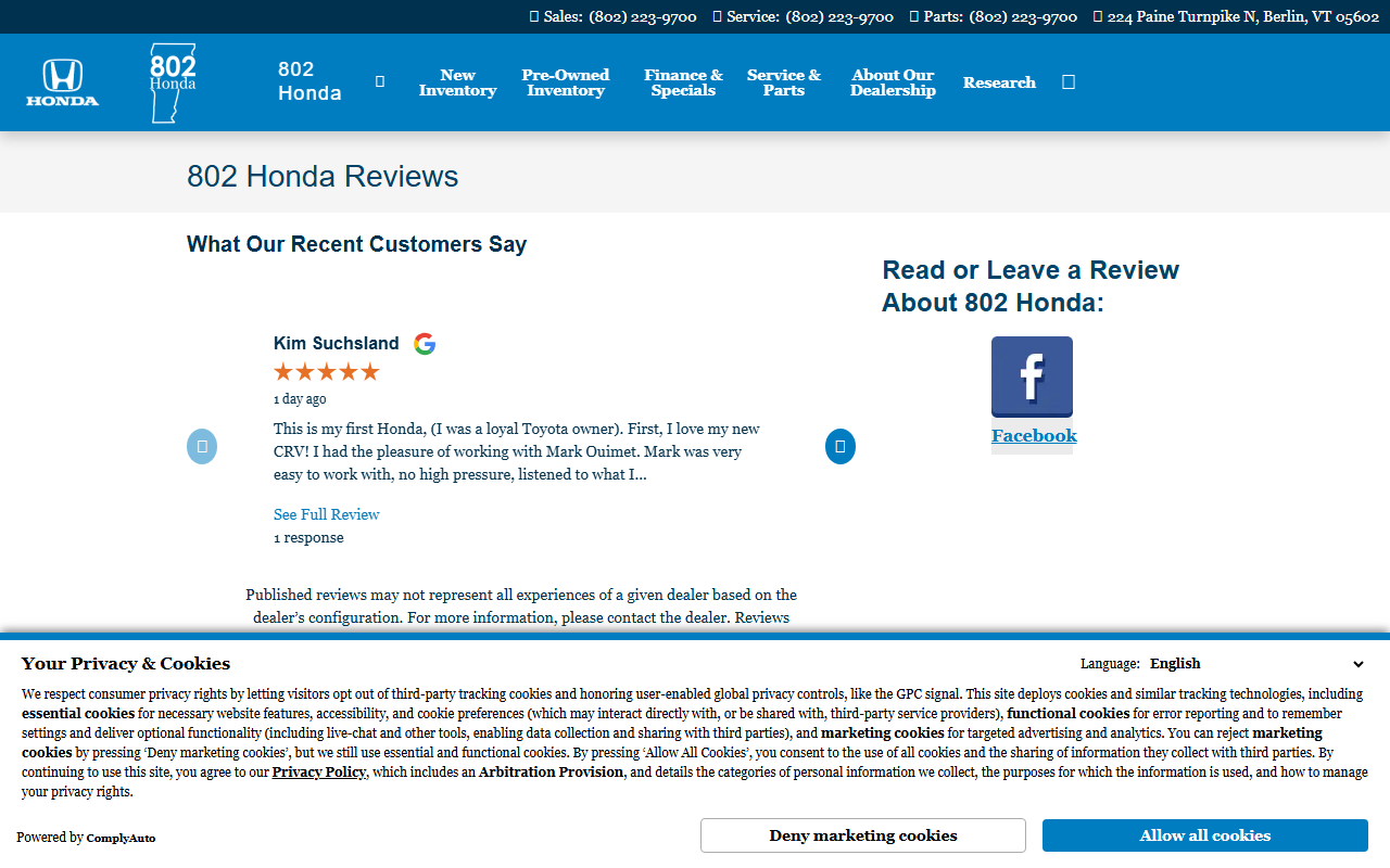 802hondareviews.com screenshot