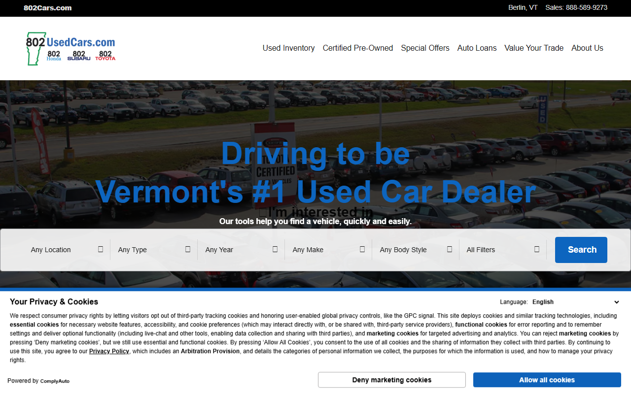 802usedcars.com screenshot