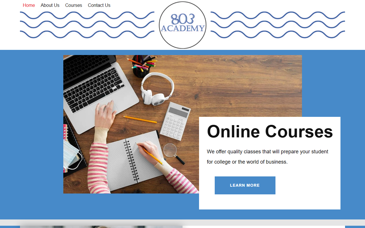 803academy.com screenshot