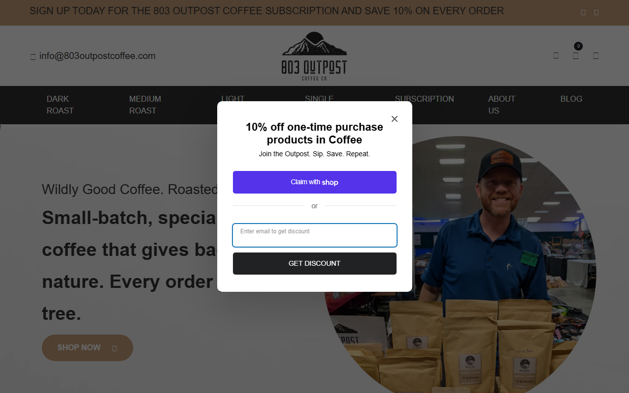 803outpostcoffee.com screenshot