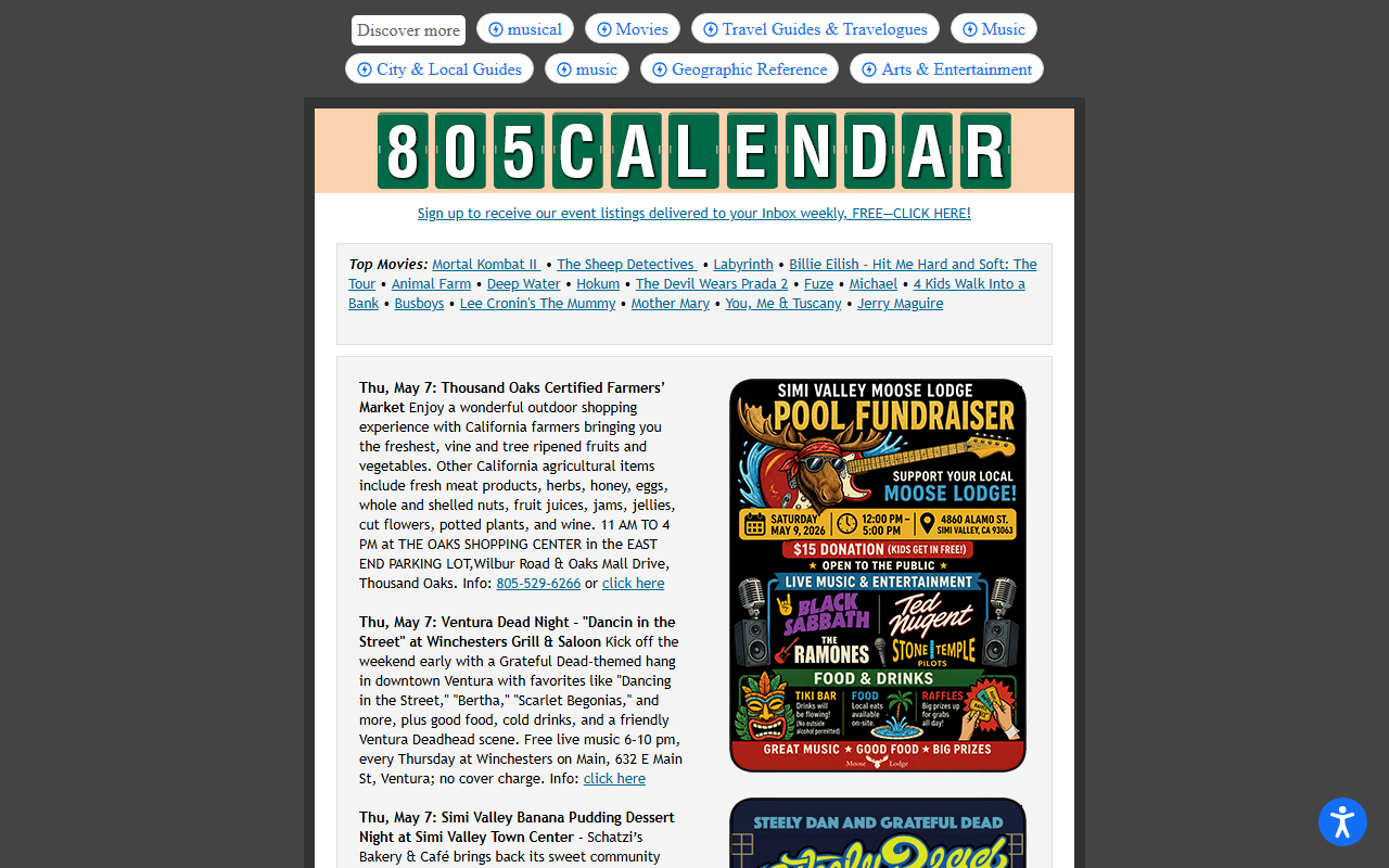 805calendar.com screenshot