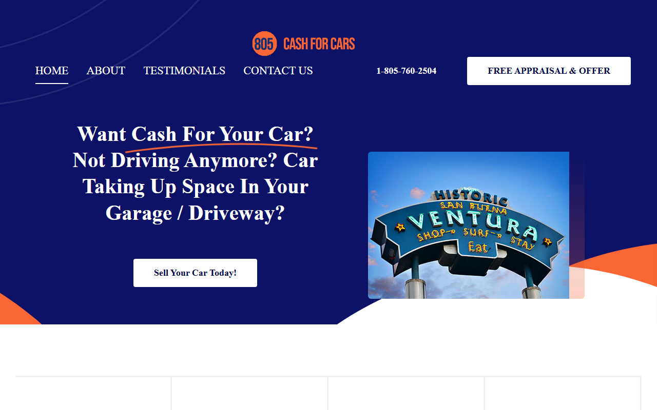 805cashforcars.com screenshot