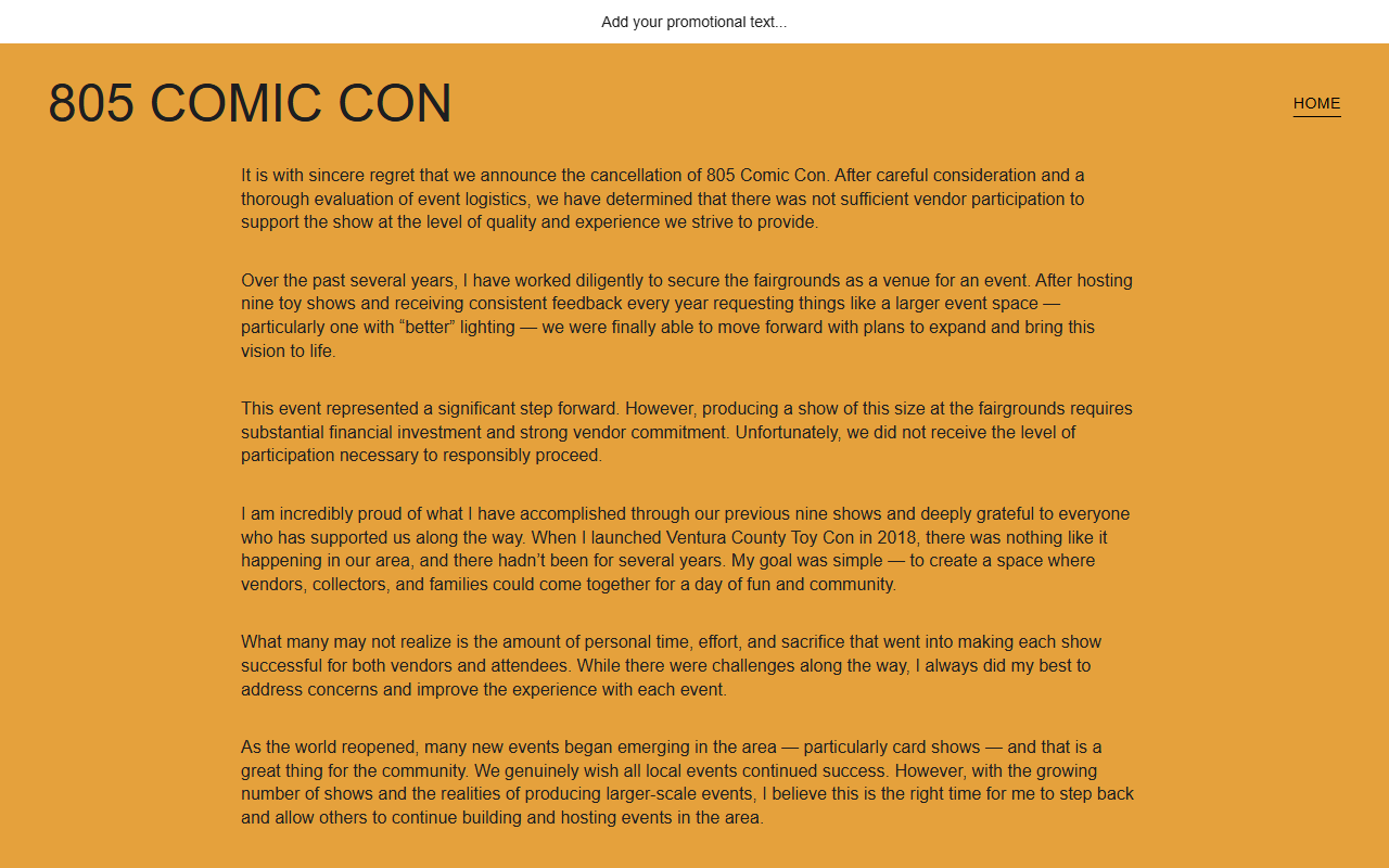 805comiccon.com screenshot