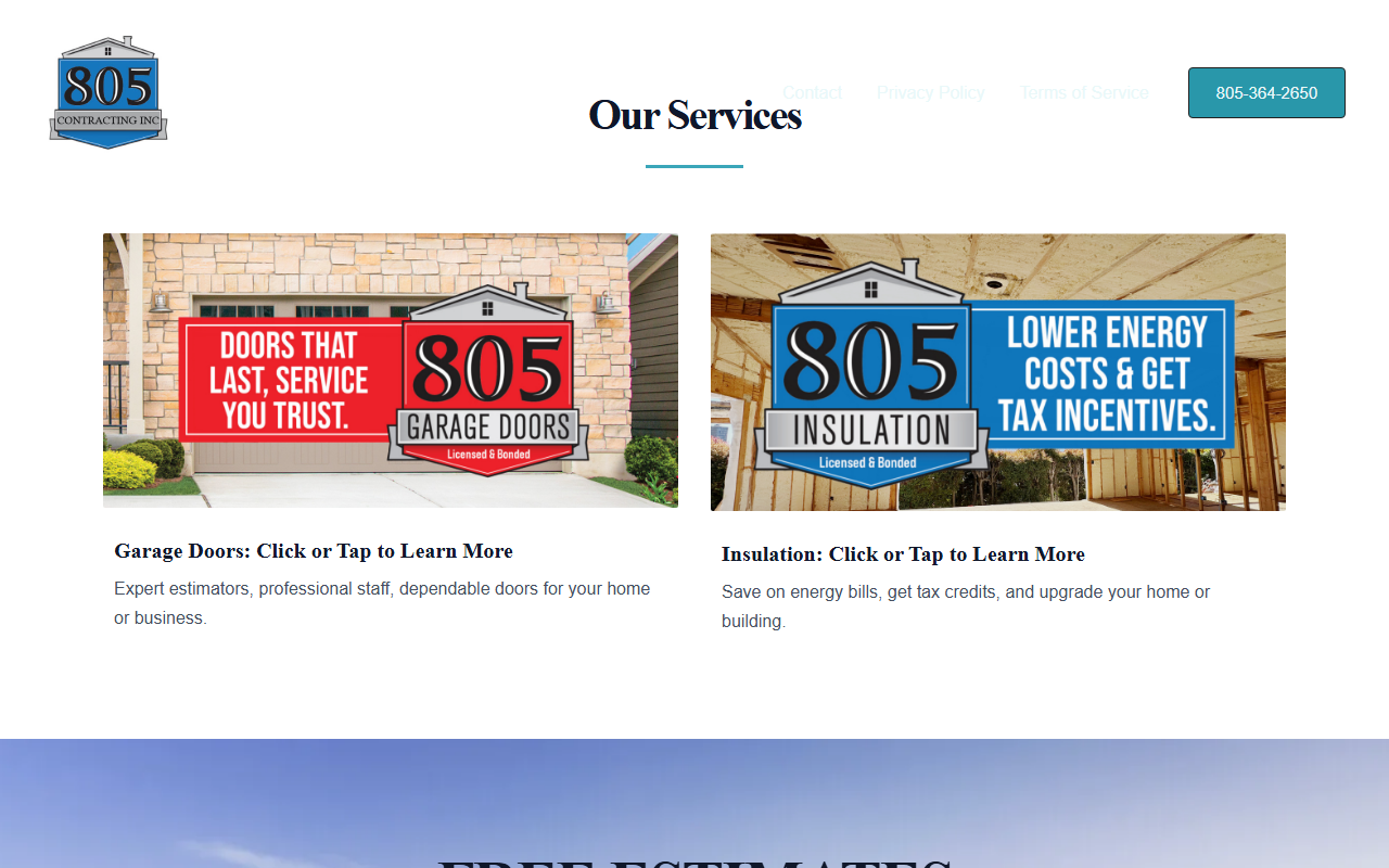 805contracting.com screenshot