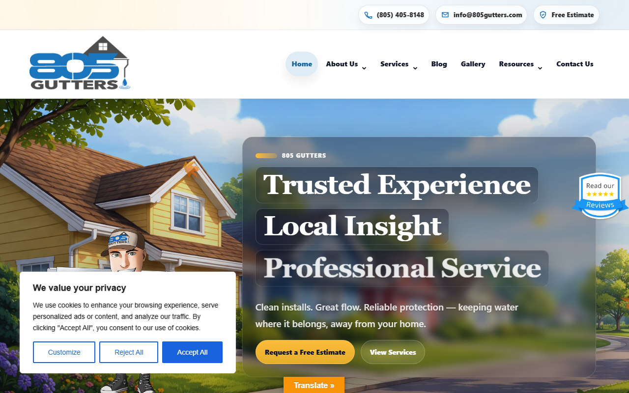 805gutters.com screenshot