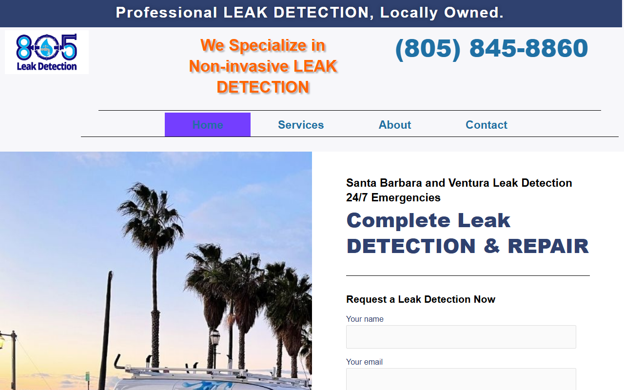 805leakdetection.com screenshot