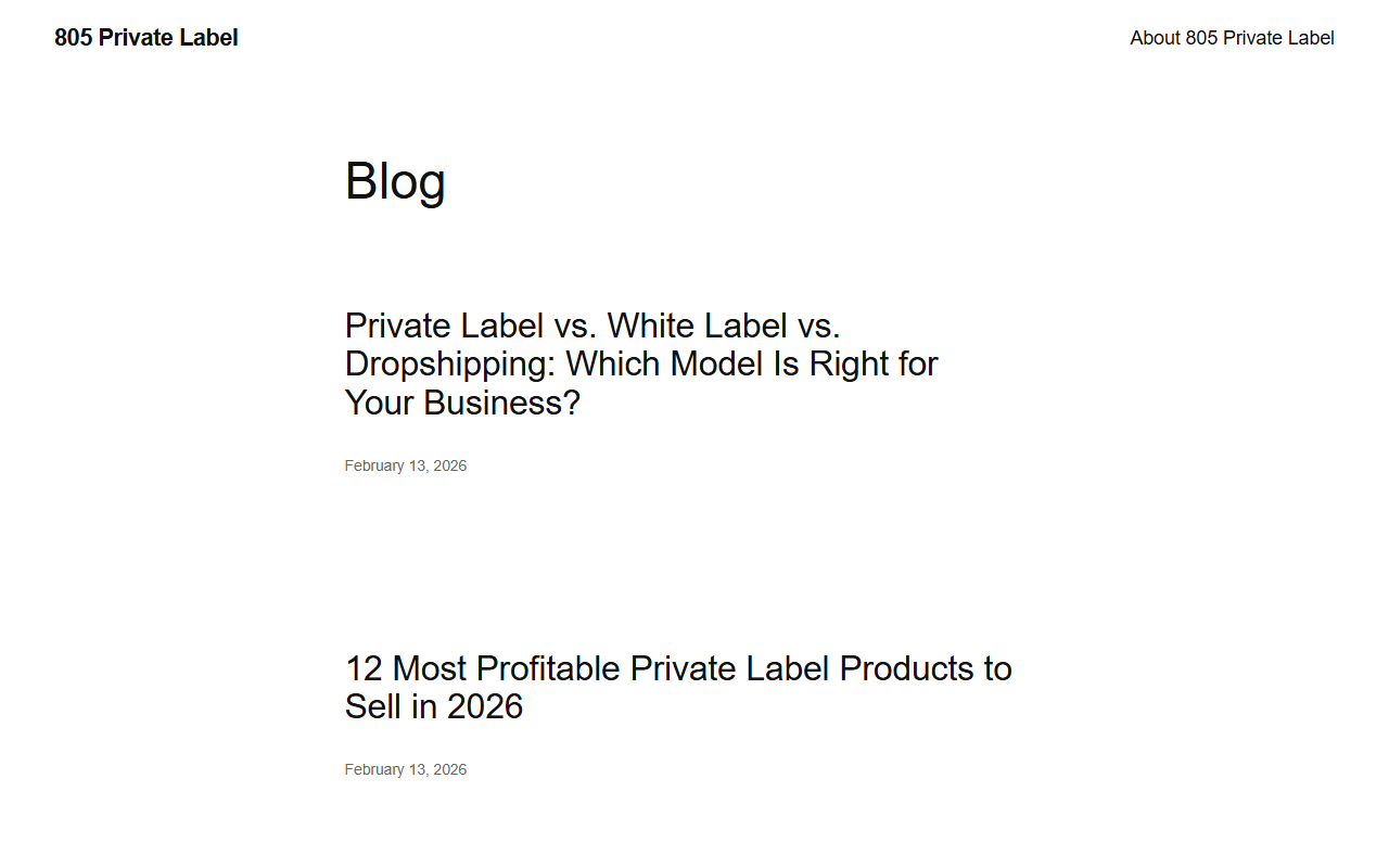 805privatelabel.com screenshot