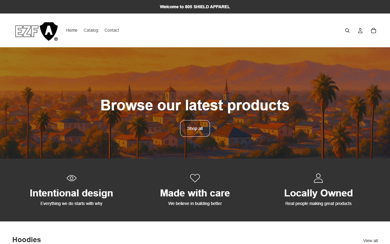 805shieldapparel.com screenshot