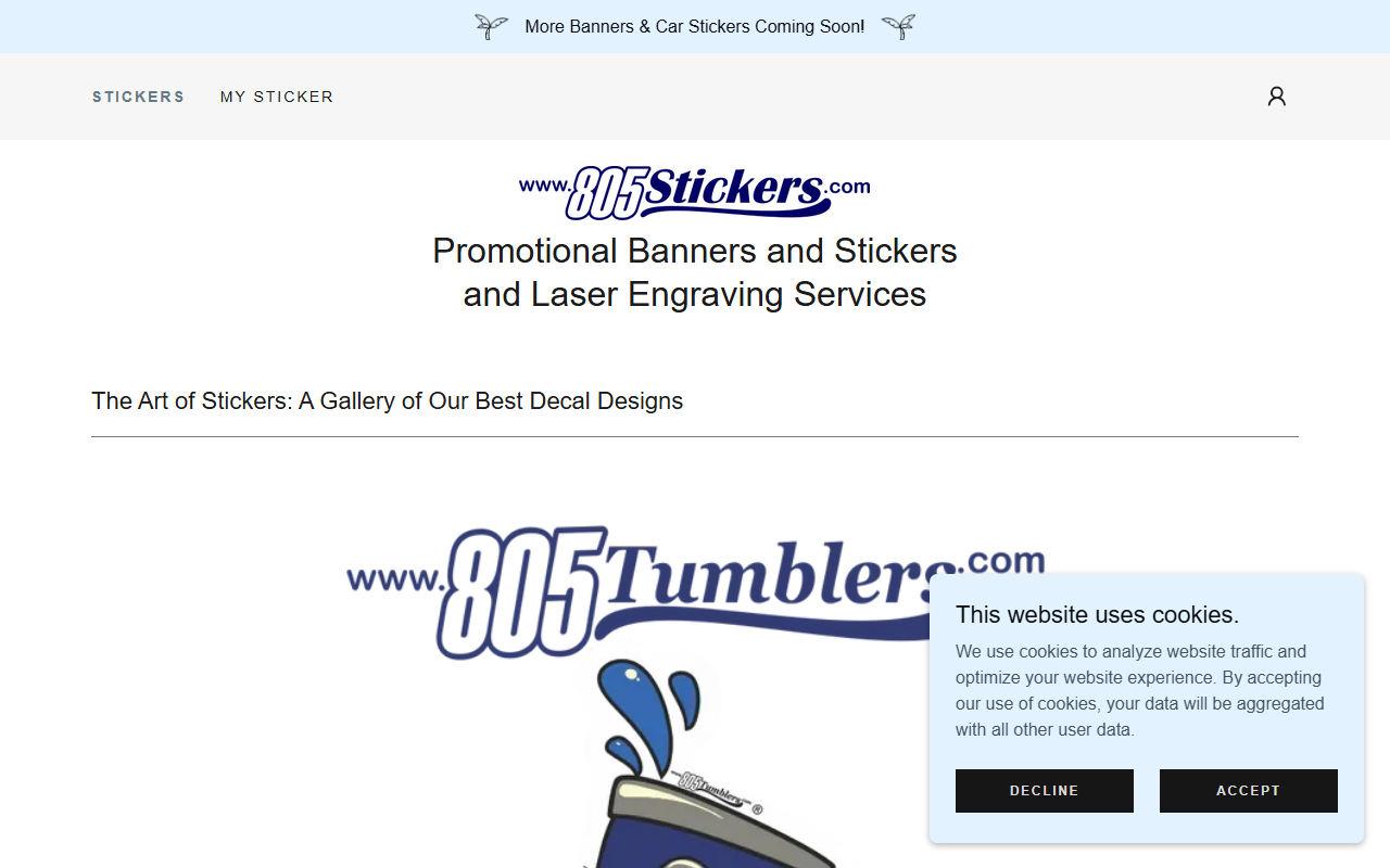 805stickers.com screenshot