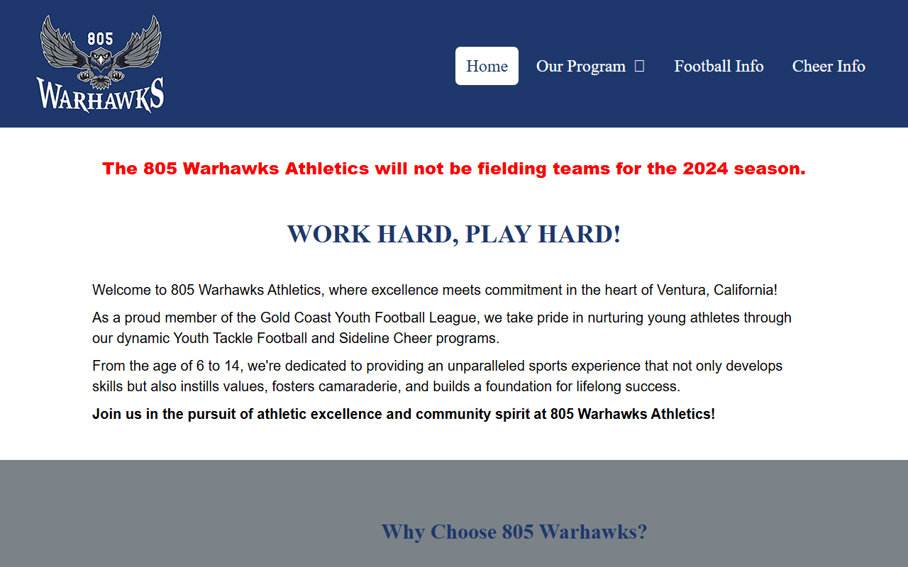 805warhawks.com screenshot