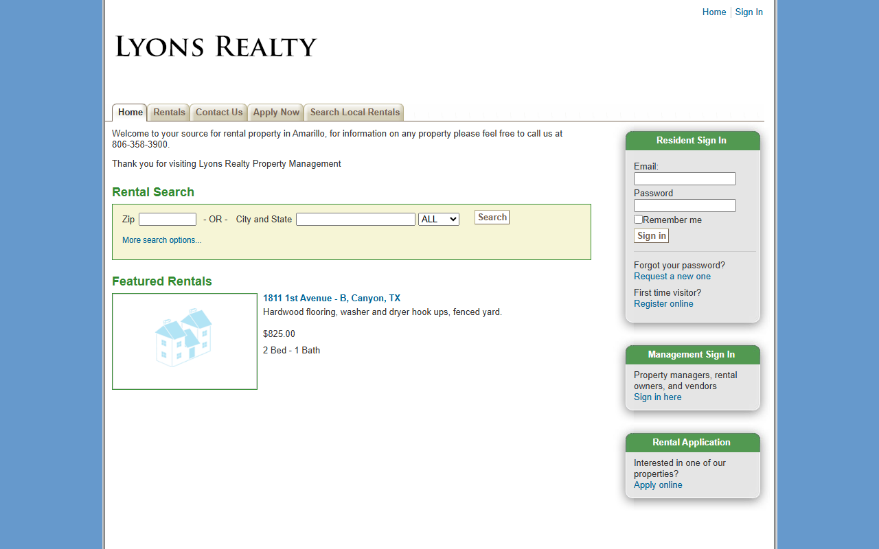 806rentals.com screenshot