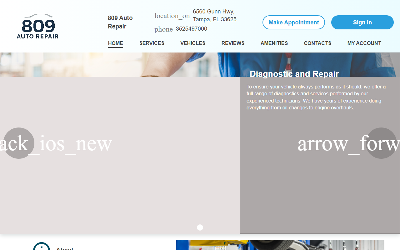 809autorepair.com screenshot