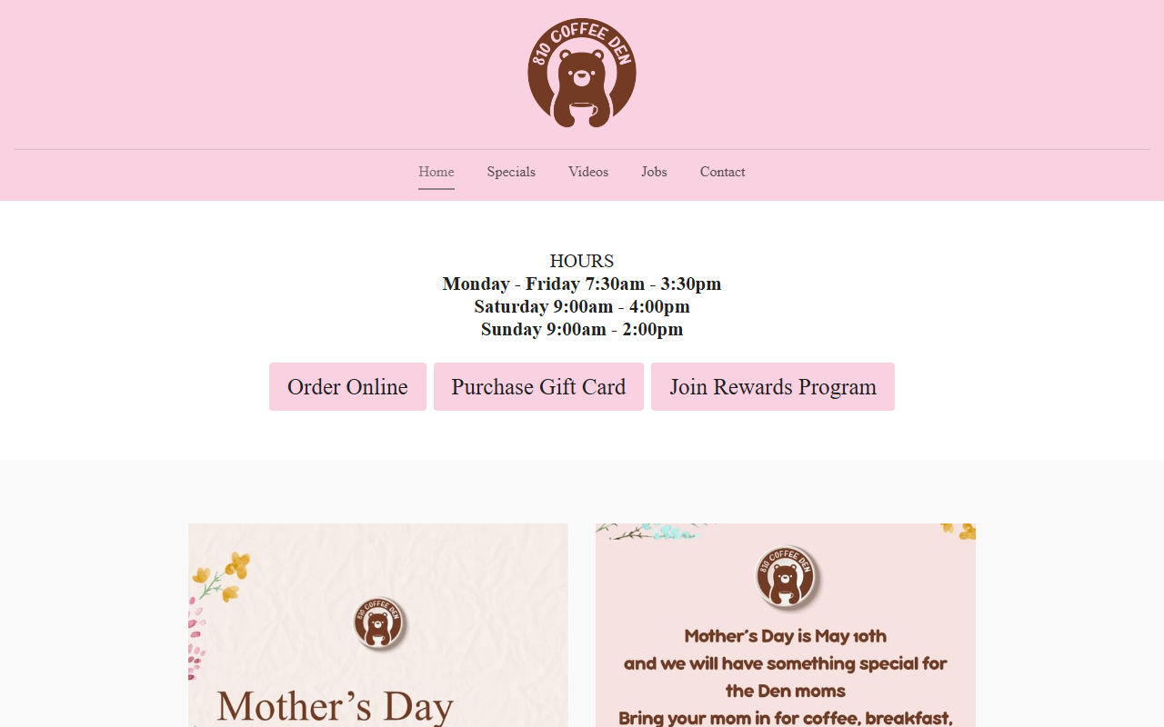 810coffeeden.com screenshot