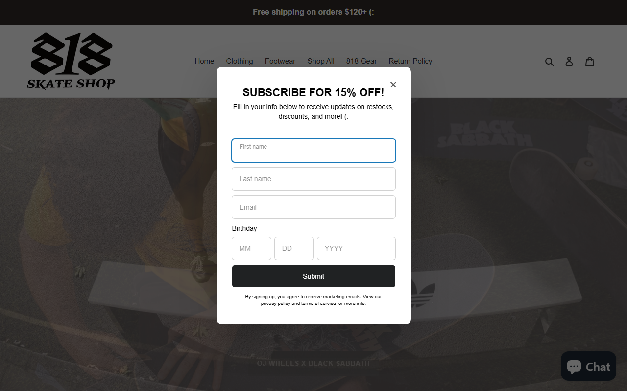 818skateshop.com screenshot