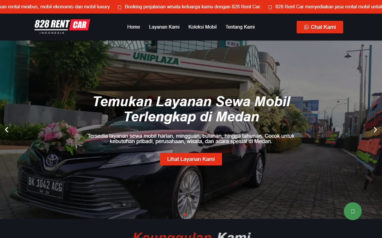 828rentcar.com screenshot