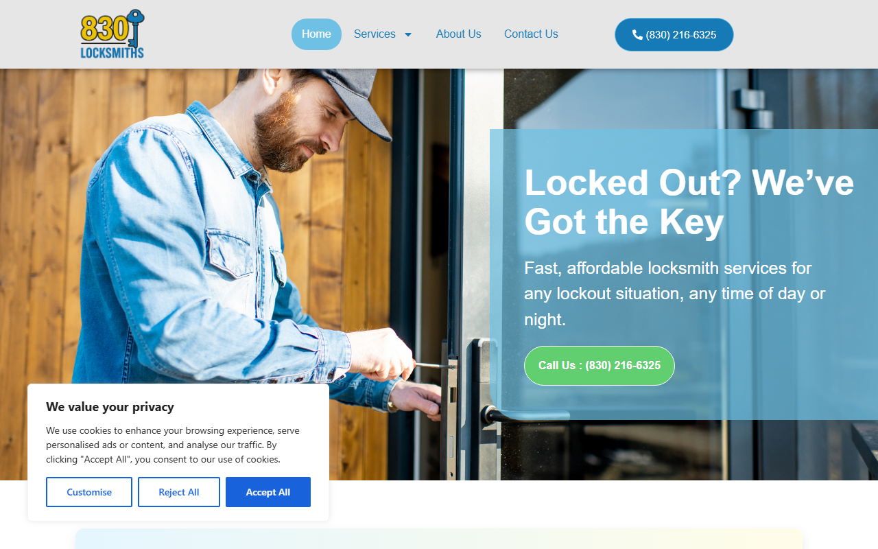 830locksmiths.com screenshot
