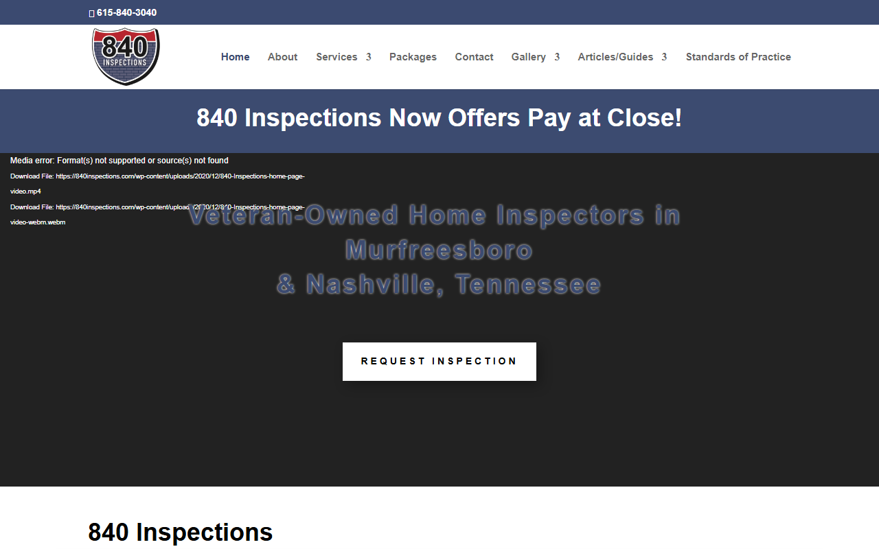 840inspections.com screenshot
