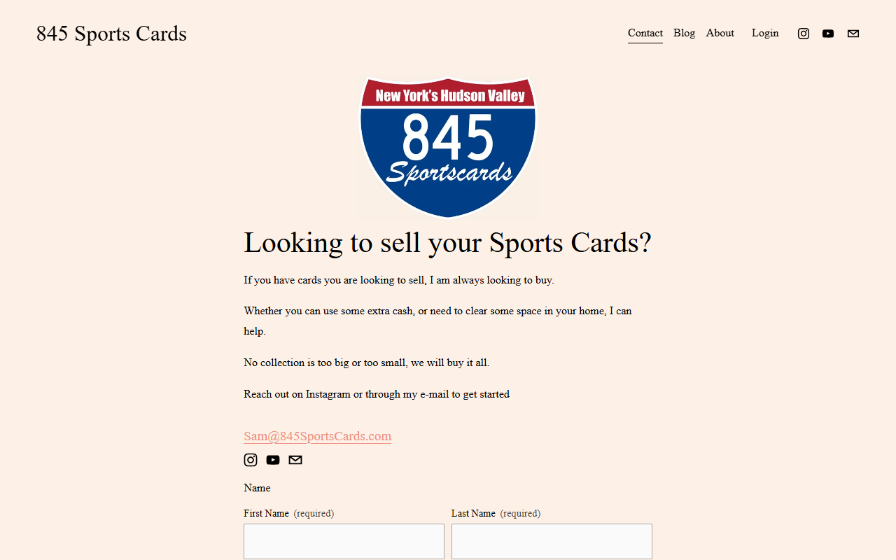 845sportscards.com screenshot