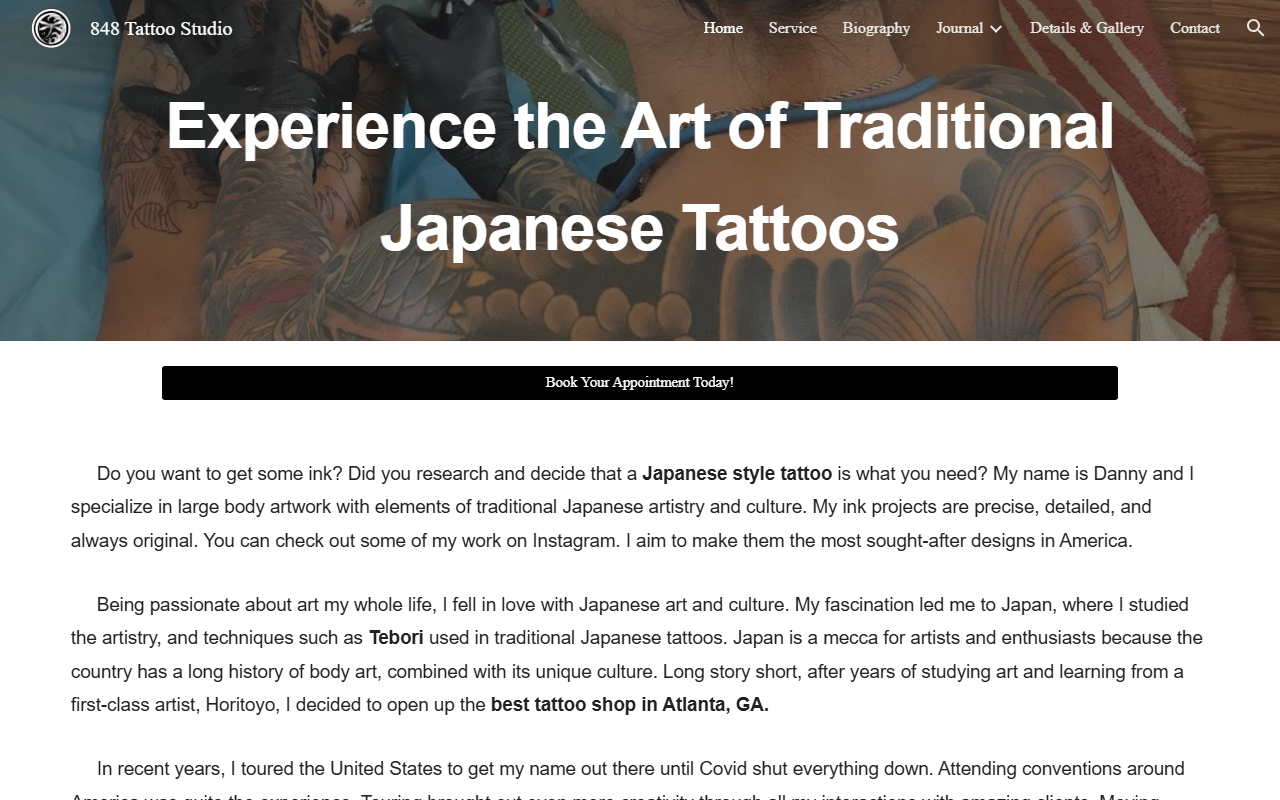 848tattoostudio.com screenshot