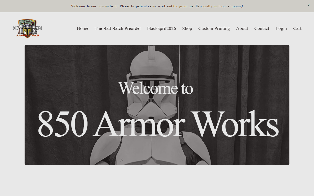 850armorworks.com screenshot