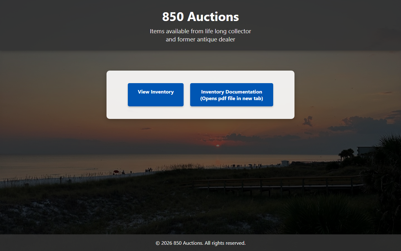 850auctions.com screenshot