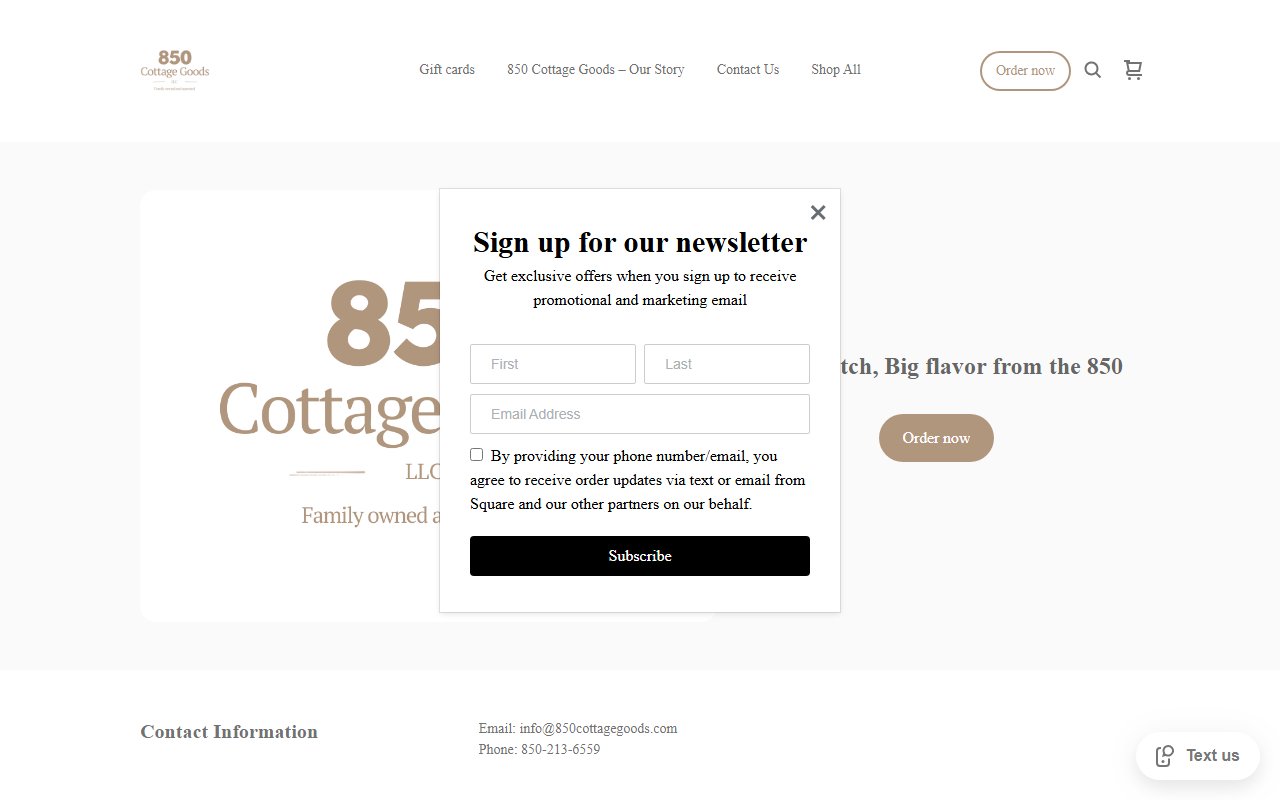850cottagegoods.com screenshot