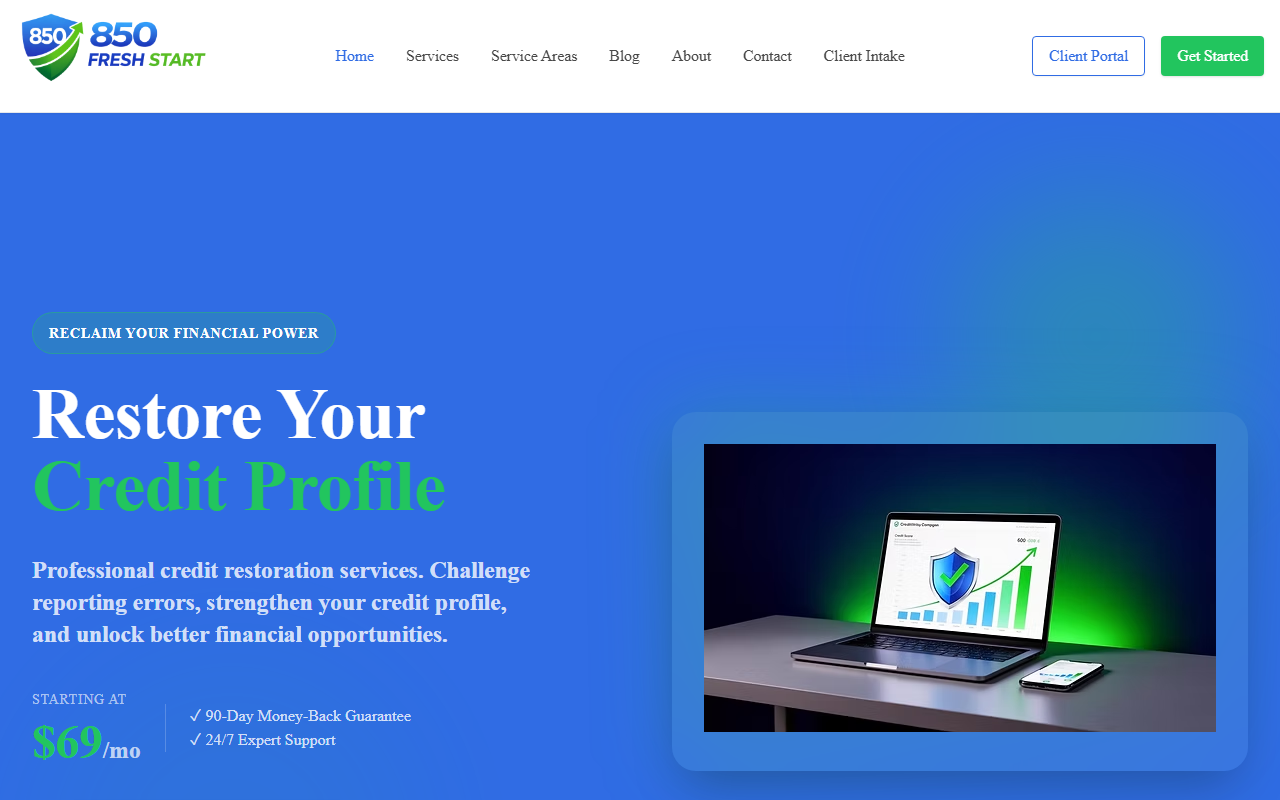 850freshstart.com screenshot