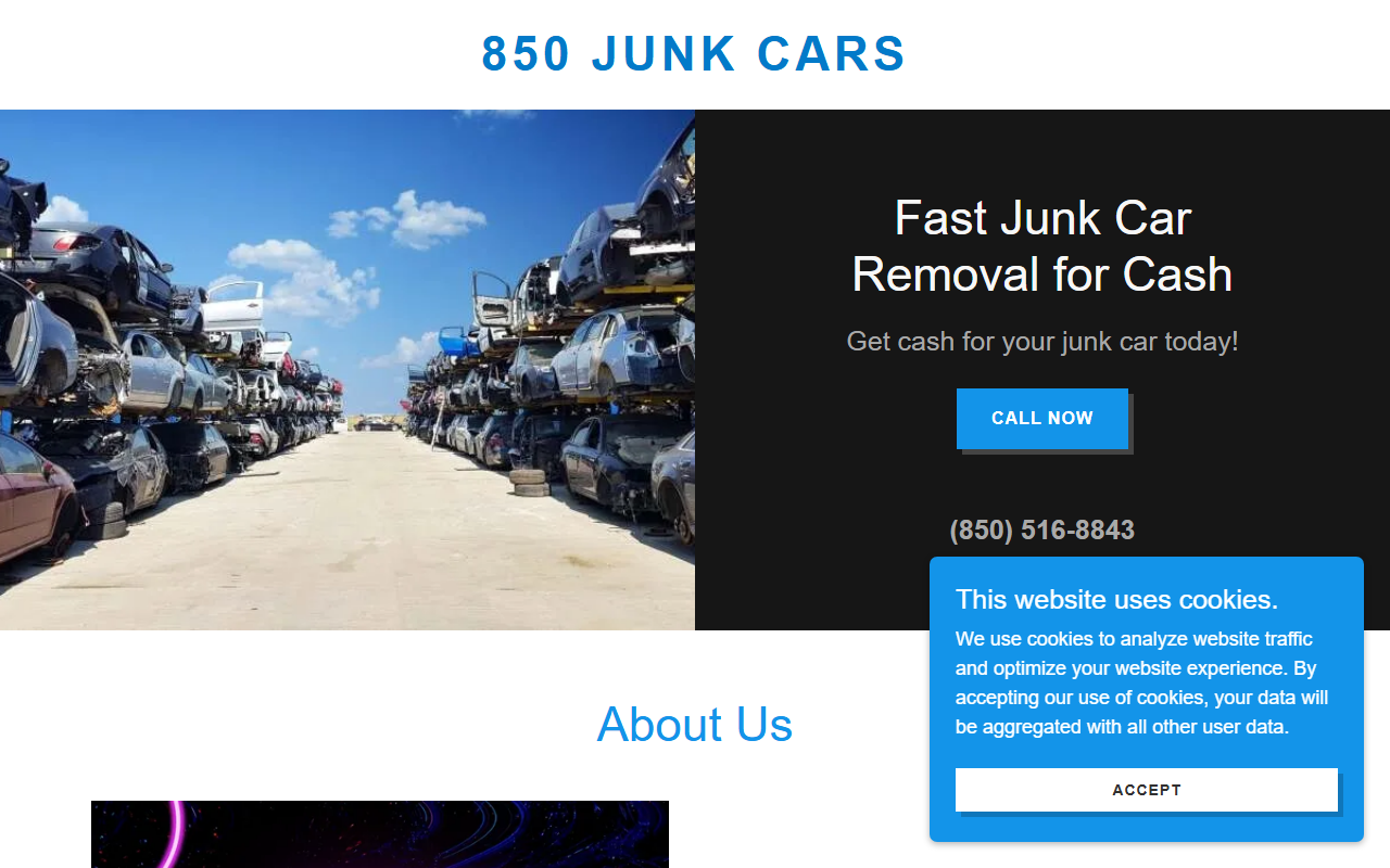 850junkcars.com screenshot