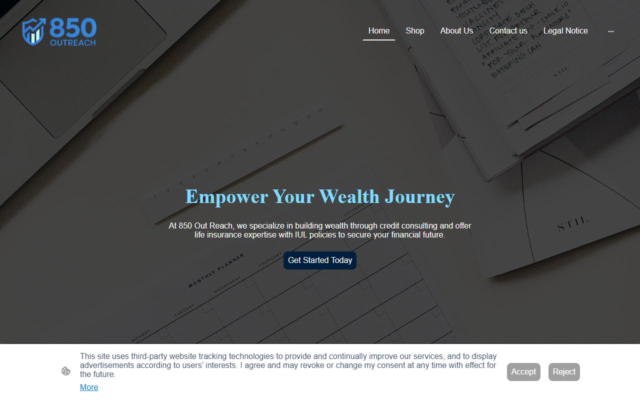 850outreach.com screenshot