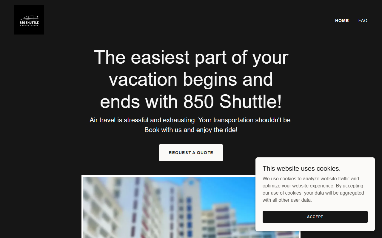 850shuttle.com screenshot