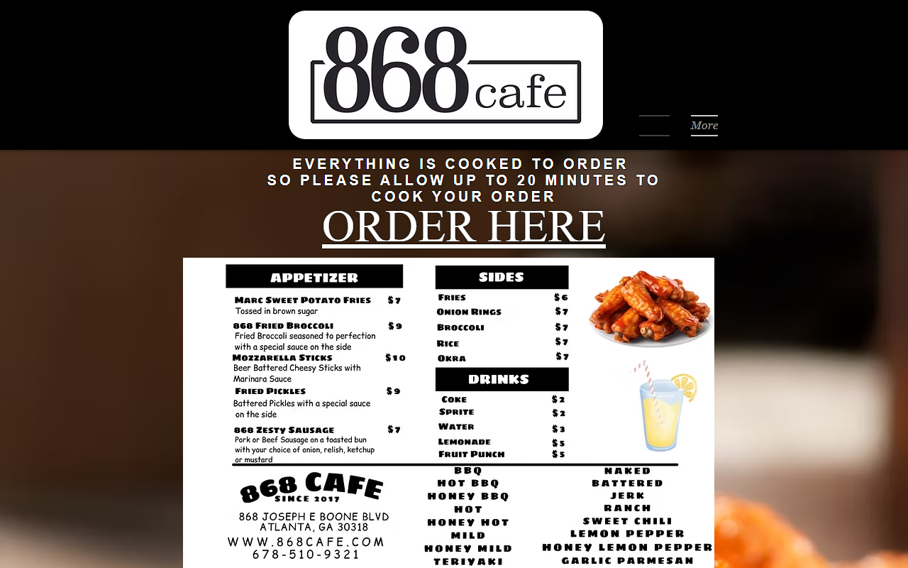 868cafeatl.com screenshot